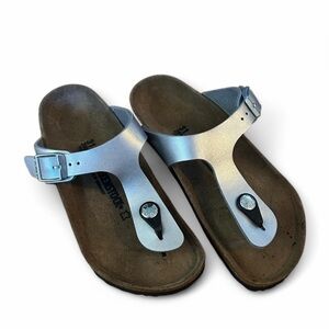 Kids Metallic Silver Birkenstock